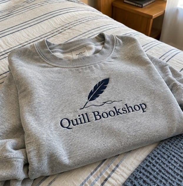 Customer photo of a custom bookshop sweatshirt